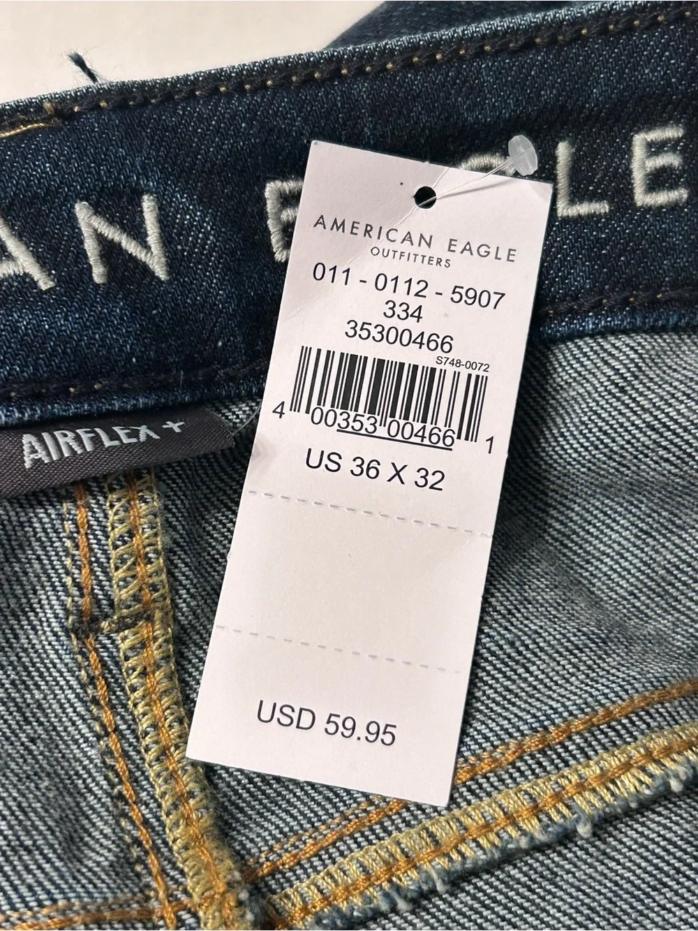 NWT American Eagle Men’s Relaxed Straight Jeans Deep Indigo 36x32